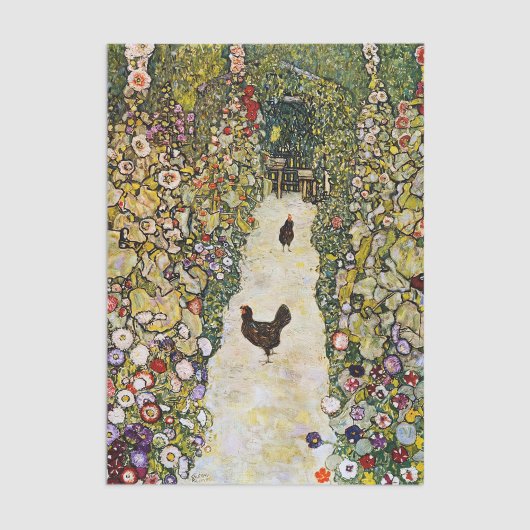 Papier Mousseline Gustav Klimt - Chemin du jardin avec poulets