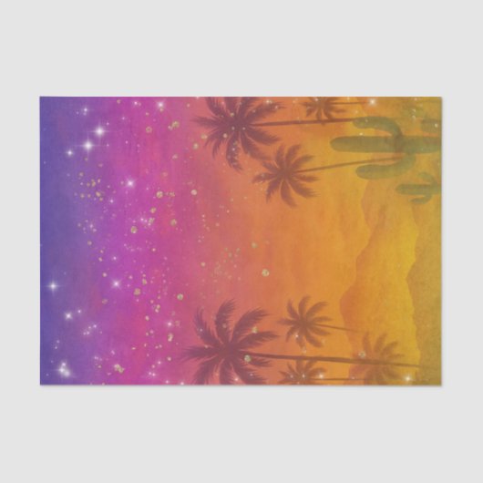 Papier Mousseline Hacienda Coucher de soleil Vibrant Fiesta colorée (Recto)