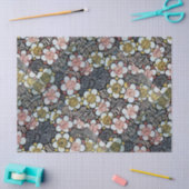 PAPIER MOUSSELINE HAIKU/ FLEURS DE PRINTEMPS JAUNE ROSE BLANC NOIR (Artisanat)