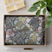 PAPIER MOUSSELINE HAIKU/ FLEURS DE PRINTEMPS JAUNE ROSE BLANC NOIR (Cadeau)