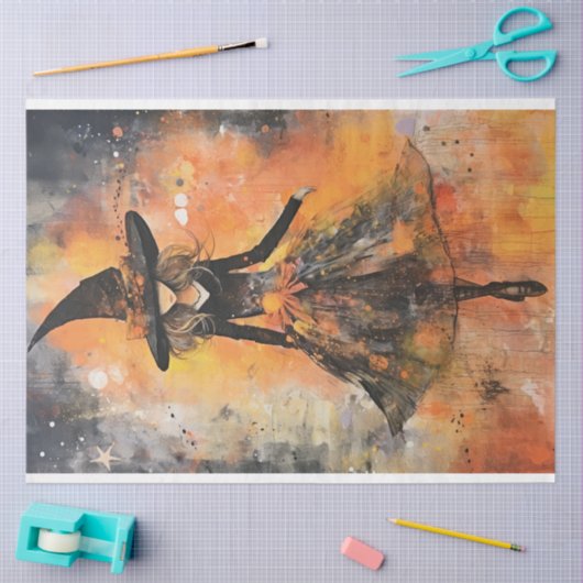 Papier Mousseline Halloween 2023, sorcière mode (Artisanat)