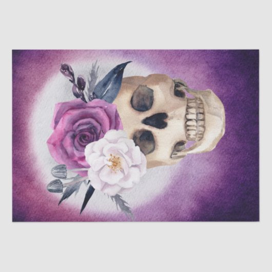 Papier Mousseline Halloween Aquarelle Crâne (Recto)