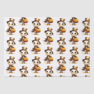 Papier Mousseline Halloween blanc Ghoul Top Chapeau Jack-o' Lanterne