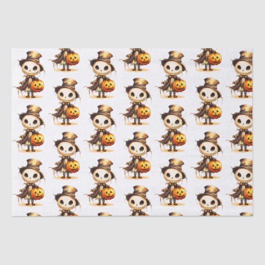 Papier Mousseline Halloween blanc Ghoul Top Chapeau Jack-o' Lanterne (Recto)