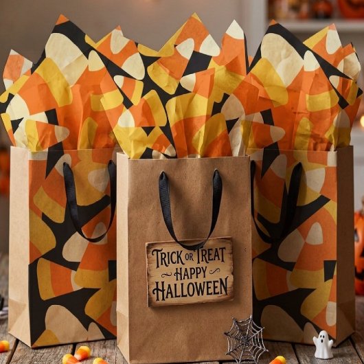 Papier Mousseline Halloween Candy Corn Seamless Pattern