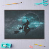 Papier Mousseline Halloween Chat Broom Lune Nuages (Artisanat)