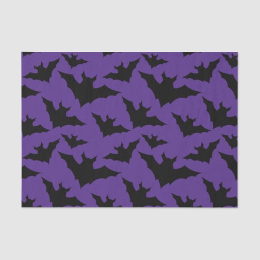 Papier Mousseline Halloween chauves-souris violet cool éffrayant mot (Recto)