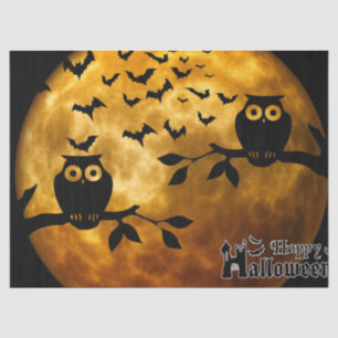 Papier Mousseline Halloween Chouettes Lune Nuit Découpage Papier Tis