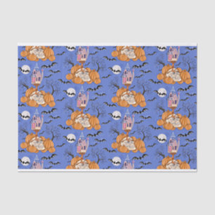 Papier Mousseline Halloween, citrouille, crâne et chauves-souris pap