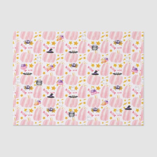 Papier Mousseline Halloween Citrouille rose (Recto)