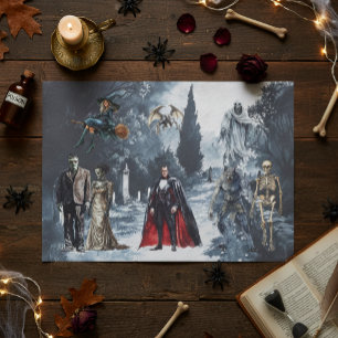 Papier Mousseline Halloween Classic Monstres Aquarelle