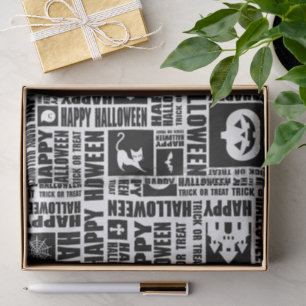 Papier Mousseline Halloween Cool Whimsical Typographie Motif noir