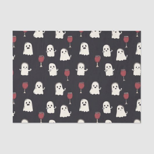 Papier Mousseline Halloween Cute Ghosts et Vins (Recto)