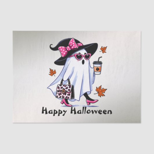 Papier Mousseline Halloween Cute Stylish sorcière Ghost Coffee Cup (Recto)