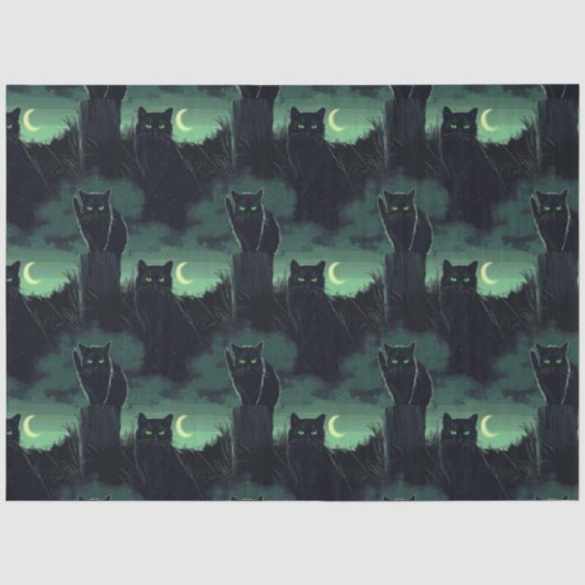 Papier Mousseline Halloween de chat noir (Recto)