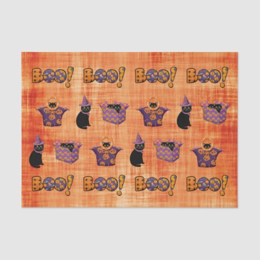 Papier Mousseline Halloween de chat noir (Recto)