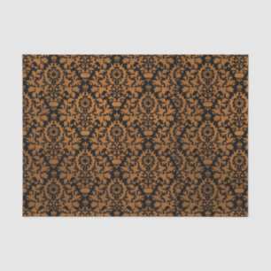 Papier Mousseline Halloween Distressed Victorian Orange Black Damask