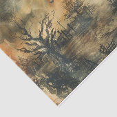 Papier Mousseline Halloween Eerie Pleine lune Forêt Hantée Mansion (Détail)