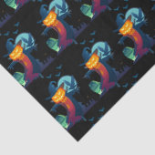 Papier Mousseline Halloween Épouvantail Hanté Avec Bats Crow Et Chou (Détail)