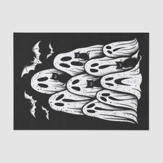 Papier Mousseline Halloween Ghost Chats Lover automne Éffrayante sai (Recto)