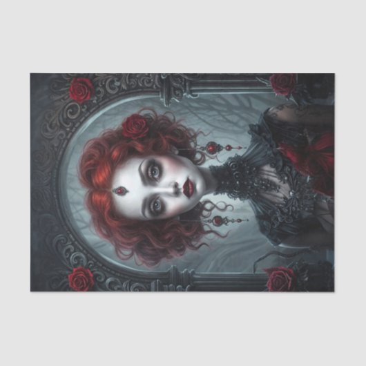 Papier Mousseline Halloween Goth Red Vamp Queen (Recto)