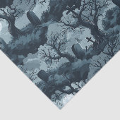 Papier Mousseline Halloween Graveyard Arbres Déplaisants Fantôme Lun (Détail)