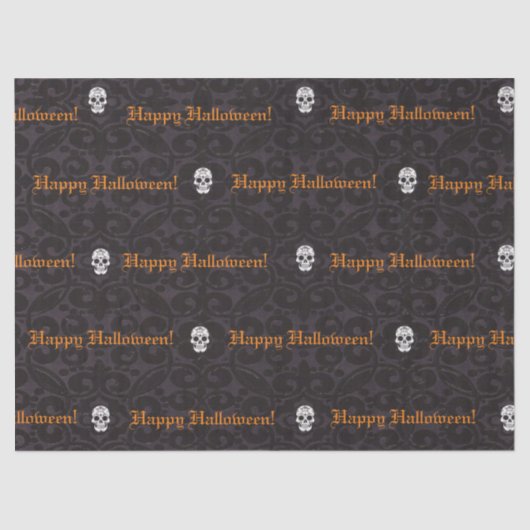 Papier Mousseline Halloween Happy Skuls Papier Tissu (Recto)
