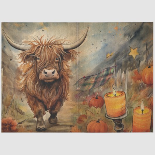 Papier Mousseline Halloween Highland Vache Portrait Ephemera (Recto)