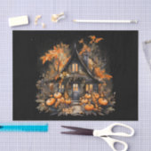 Papier Mousseline Halloween Maison hantée avec Citrouilles & Foliage (Artisanat)