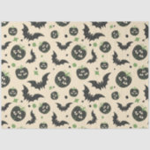 Papier Mousseline Halloween moderne 3 Citrouilles et chauves-souris  (Recto)