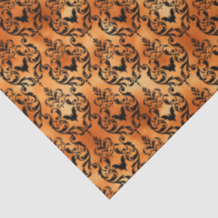 Papier Mousseline Halloween noir et orange chauve-souris