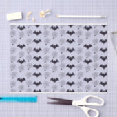 PAPIER MOUSSELINE HALLOWEEN NOIR & GRIS BATS & SPIDER WEBS (Artisanat)