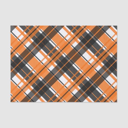 Papier Mousseline Halloween noir orange et blanc plaid (Recto)