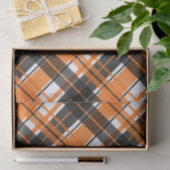 Papier Mousseline Halloween noir orange et blanc plaid (Cadeau)