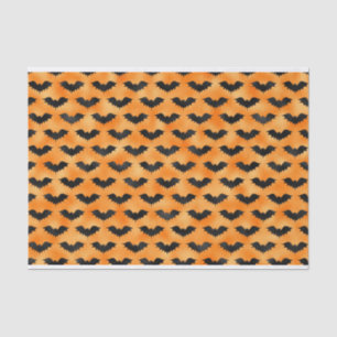 PAPIER MOUSSELINE HALLOWEEN ORANGE AVEC BAIES NOIRES