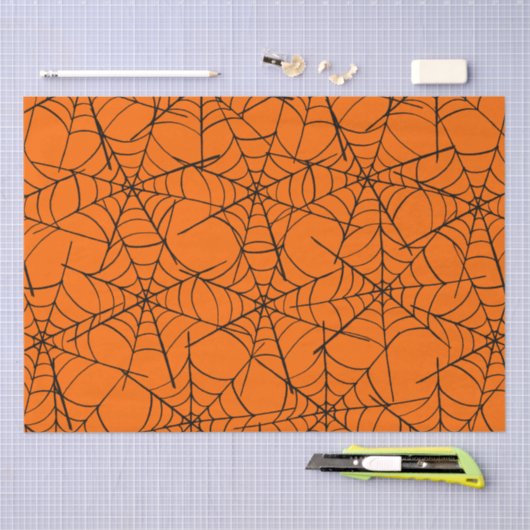 Papier Mousseline Halloween Orange Cobweb  (Artisanat)