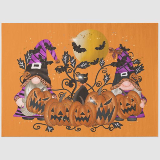 Papier Mousseline Halloween Orange Gnome tendance (Recto)