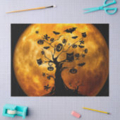 Papier Mousseline Halloween Orange Lune Chouette Citrouille Arbre d' (Artisanat)