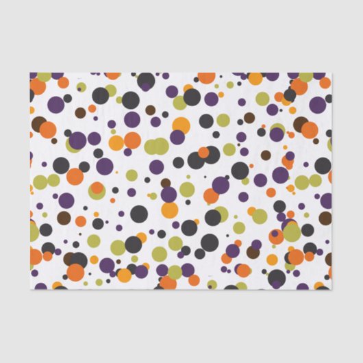Papier Mousseline Halloween Pois modernes en orange vert violet (Recto)