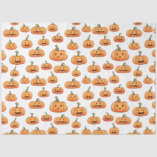 Papier Mousseline Halloween Pumpkin Seamless Pattern (Recto)