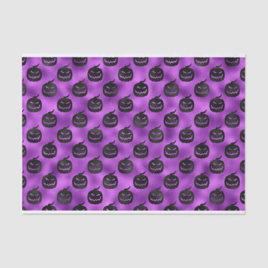 PAPIER MOUSSELINE HALLOWEEN PURPLE AVEC CITROUILLES NOIRS (Recto)