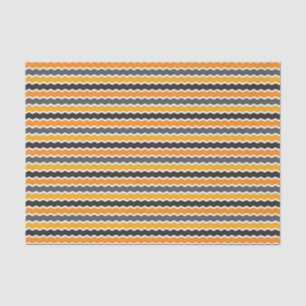 Papier Mousseline Halloween Rétro années 1960 Chevron Orange Blanc N