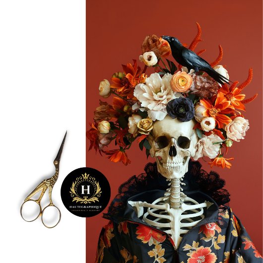 Papier Mousseline Halloween squelette gothique découpage crâne