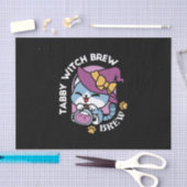 Papier Mousseline Halloween Tabby Cat – Witch Hat & Potion Art (Artisanat)
