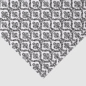 Papier Mousseline Halloween Victorian Damask Brocade noir sur blanc (Détail)