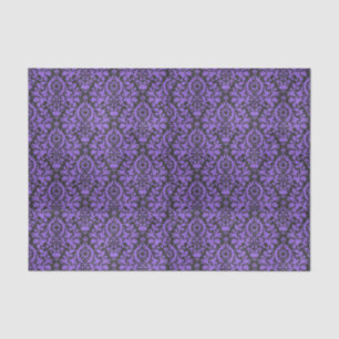 Papier Mousseline Halloween Victorian Purple et Black Brocade Damask