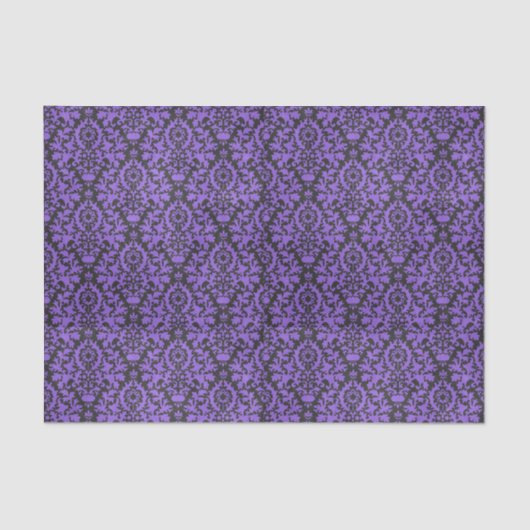Papier Mousseline Halloween Victorian Purple et Black Brocade Damask (Recto)