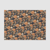 Papier Mousseline Halloween vintage au crâne floral (Recto)