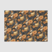 Papier Mousseline Halloween vintage au crâne floral (Recto)
