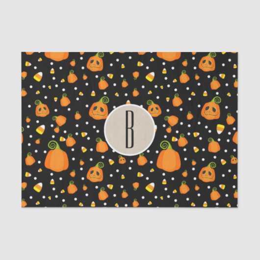 Papier Mousseline Halloween Whimsical Citrouille Rustic Kraft (Recto)